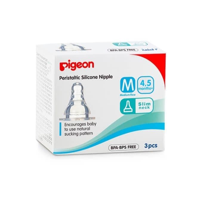 Pigeon Silicon Nipple Medium Flow 4-5M 3Pcs B17352