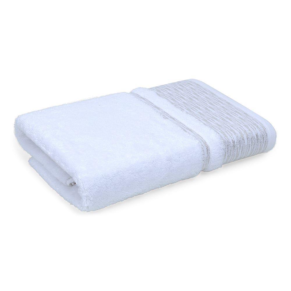 Rays Lurex Bath Towel, Ivory & Silver - 500 Gsm, 140X70 Cm