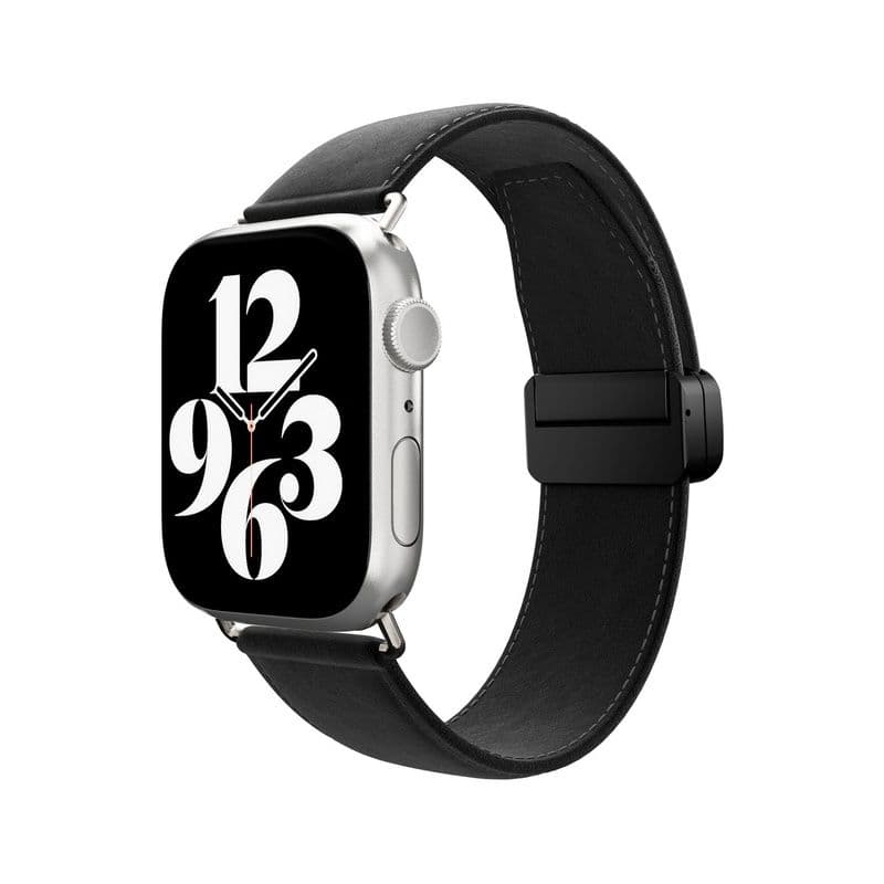 Switcheasy Classic Genuine Leather Watch Band With Magnetic Lock For Apple Watch S4~S9 38/40/41Mm-Bl