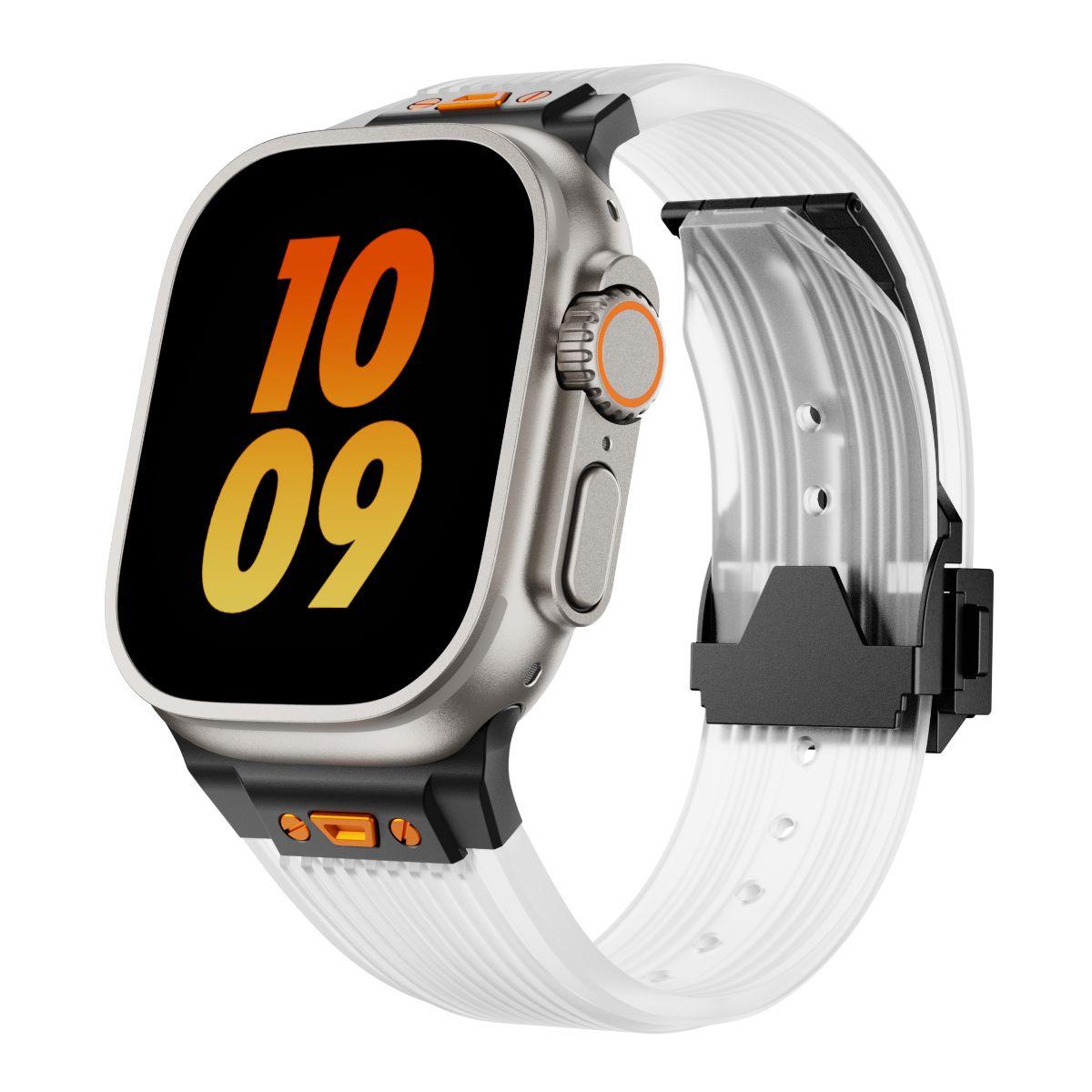 Gs Big Bang Semi Transparent Edition Silicone Strap With Black Connector For Apple Watch 42/44/45/49-White