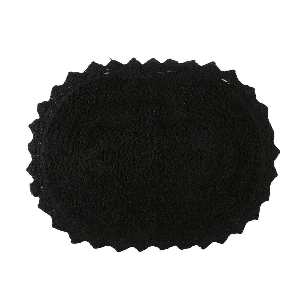 Crochet Bathmat, Black - 43X60 Cms