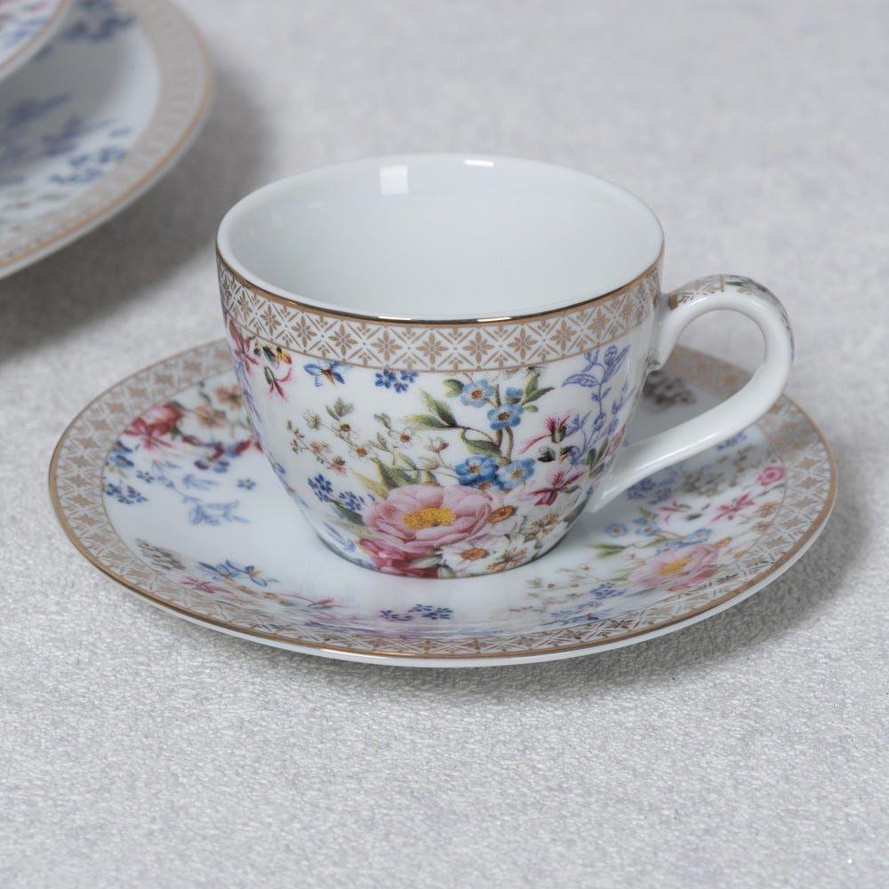 Royal Garden Coffee Cup & Saucer, Multicolour - 110 Ml