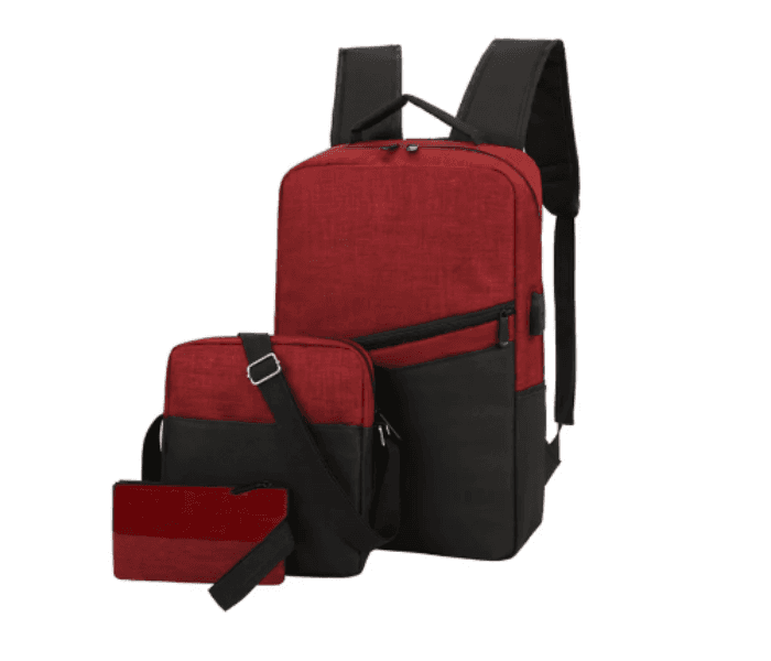 Unisex 3 Pcs Sets Business Laptop Backpack - Red