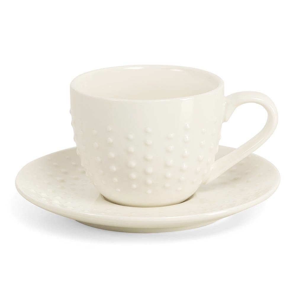 Drops Porcelain Coffee Cup & Saucer, White - 110 Ml