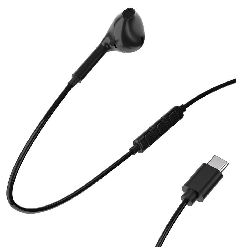 Powerology Mono Wired Earphone With Type-C Connector / 1.2M Length / Black