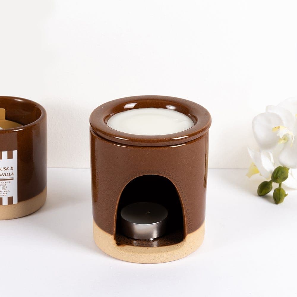 Norman White Musk & Warm Vanilla Ceramic Burner Set, Brown