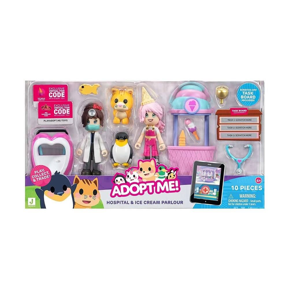 Adopt Me! Hospital & Ice Cream Parlour Playset (10 Pieces)