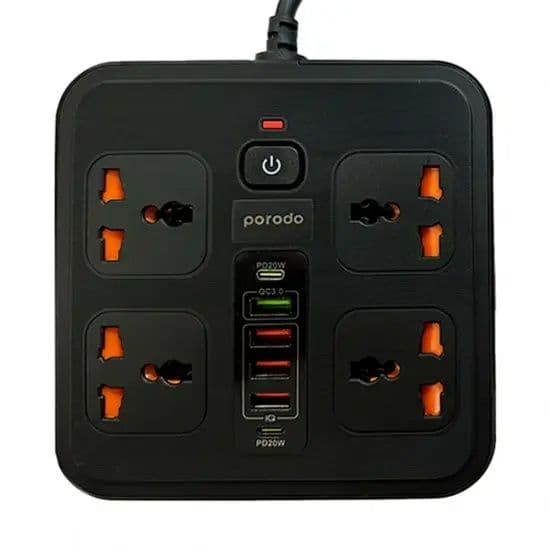 Porodo Multi-Port Super Hub Universal Ac Sockets 3M (2*Usb-C + 4*Usb-A)