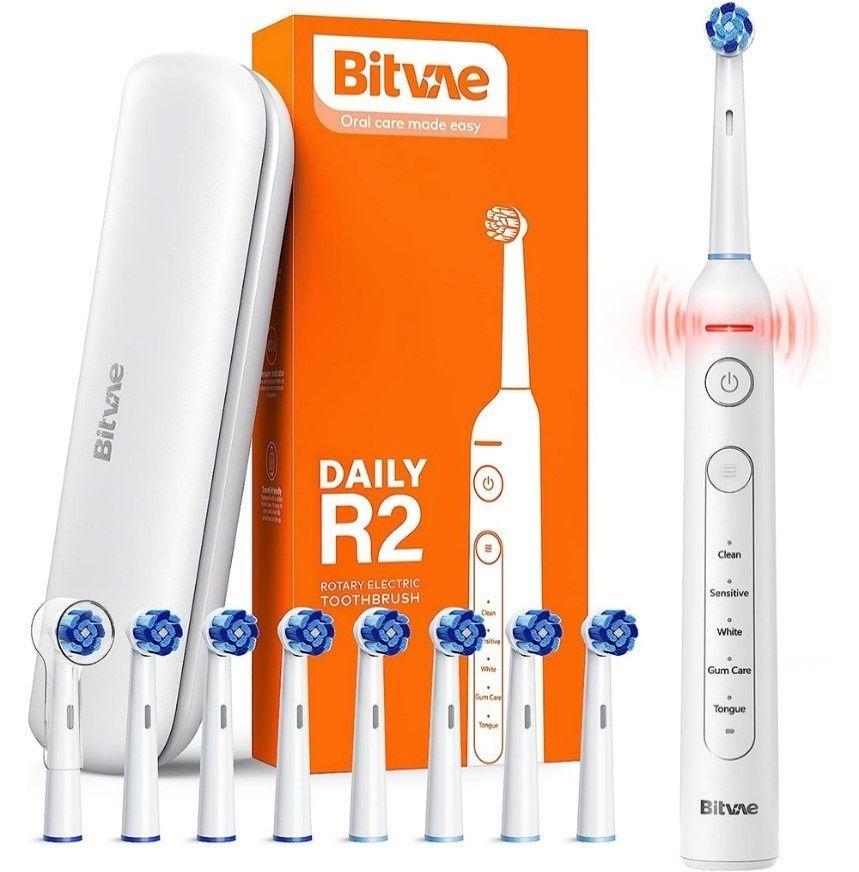 Bitvae R2 Electric Toothbrush White+8Pcs Brush Head+1Pcs