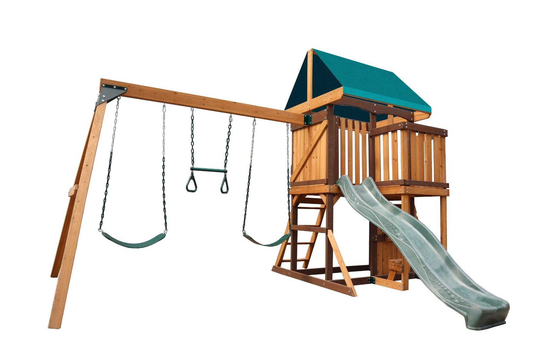 Mountpeak - Logan Swing Set & Playhouse With Balcony - 480cm × 330cm × 295cm