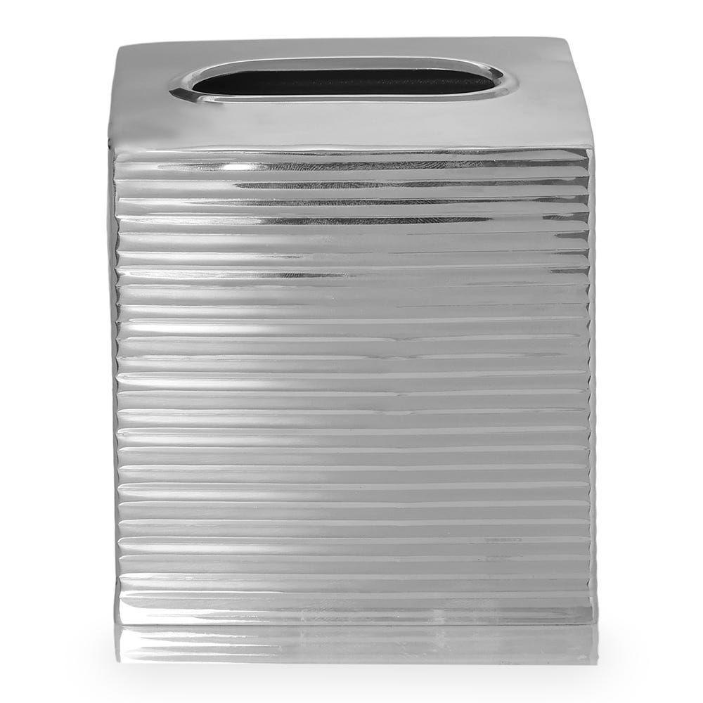 Sofia Ribbed Tissue Box, Chrome - 13X13 Cm