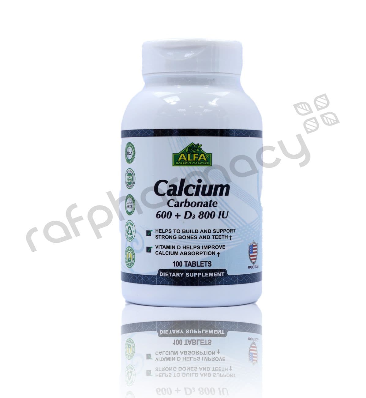 Alfa Calcium Carbonate 600+D3 800Iu Tablet 100'S