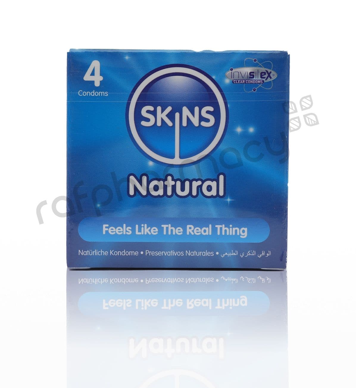 Skins Natural Lubricated Condoms 4'S #16439