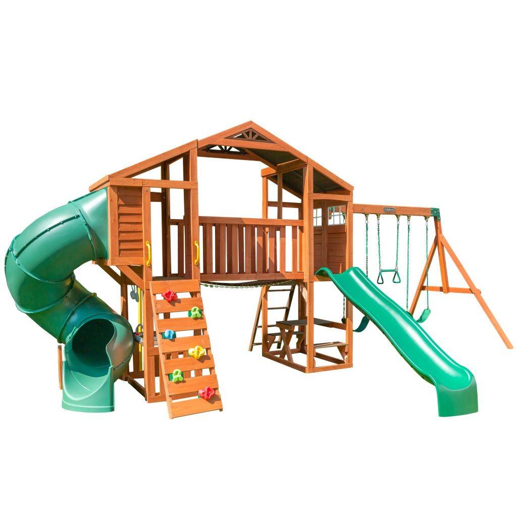 Kidkraft Boulder Bluff 2-In-1 Wooden Swing Set  - 665cm x 373cm x 300cm(Note: Please call Toysaloona to check the item availability)