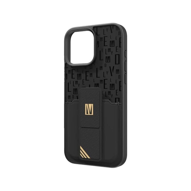 Levelo Morphix Gripstand Case With Cardholder-Iphone 16 Pro-Black