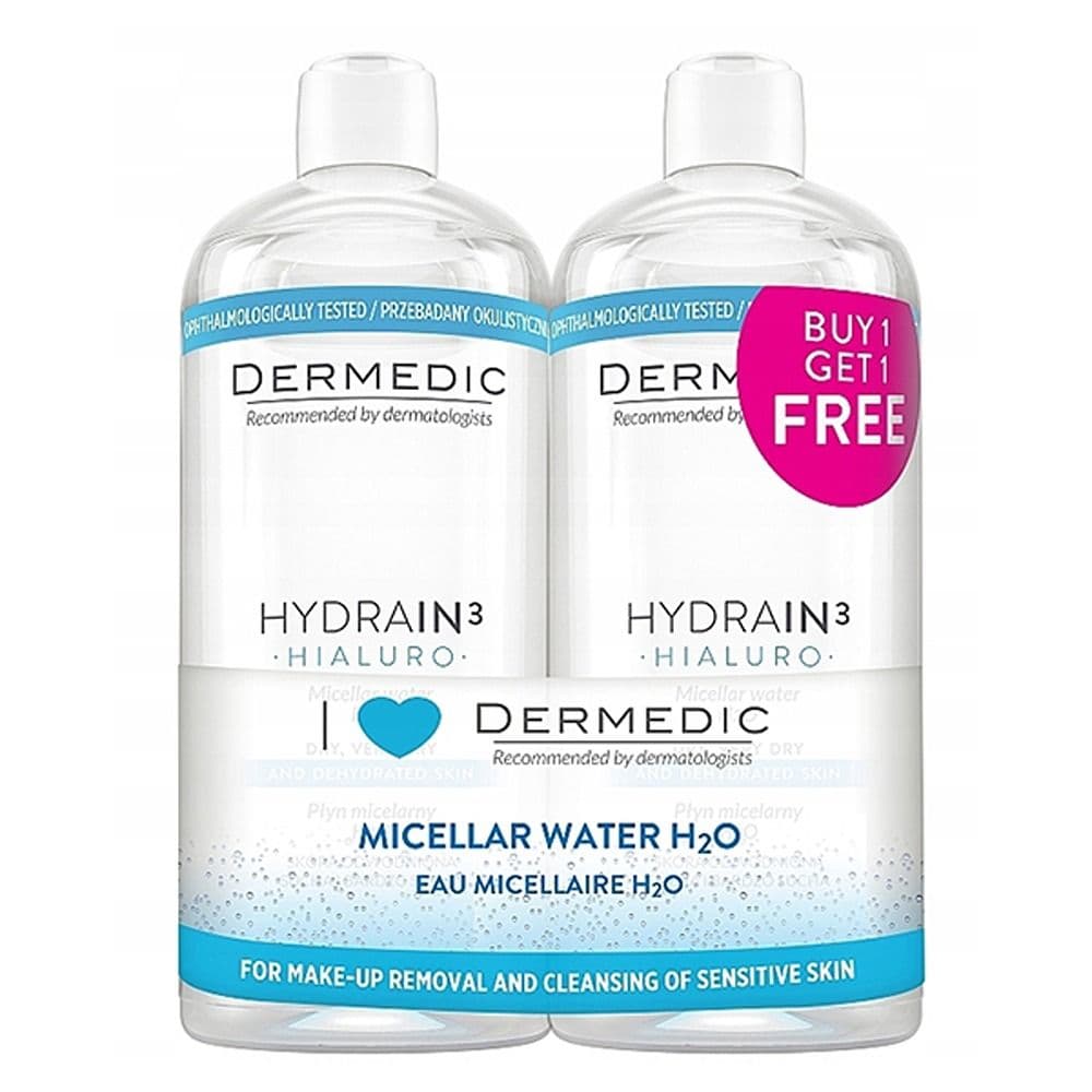 Dermedic Sleeve Duopack Hydrain3 Micellar Water (1+1 Offer) 2X500Ml