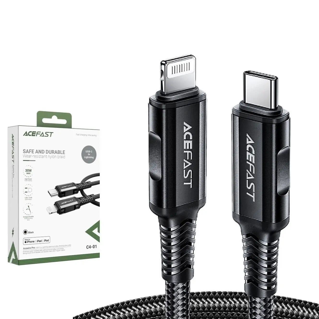 Usb - C To Lightning Aluminum Alloy Charging Data Cable 2.0 Mtr - Acefast C4-01