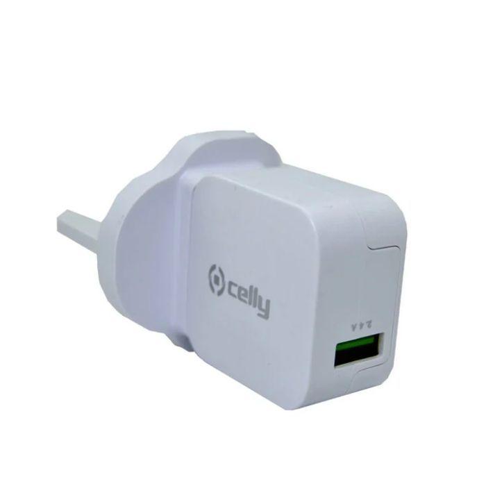 Celly Uktcusbtypec Travel Charger With Usb Port 2.4 A+ Type-C Cable White