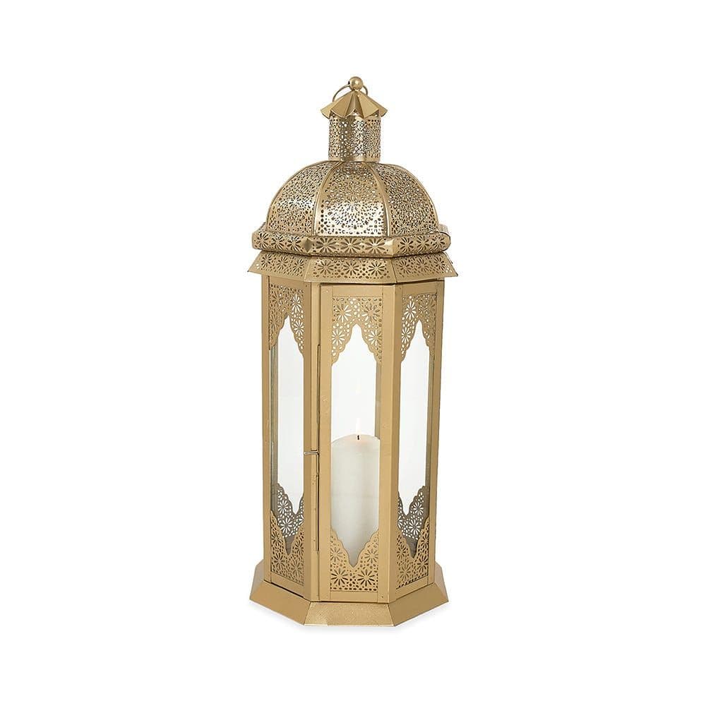 Yule Metal Lantern, Gold - 28X70Cm