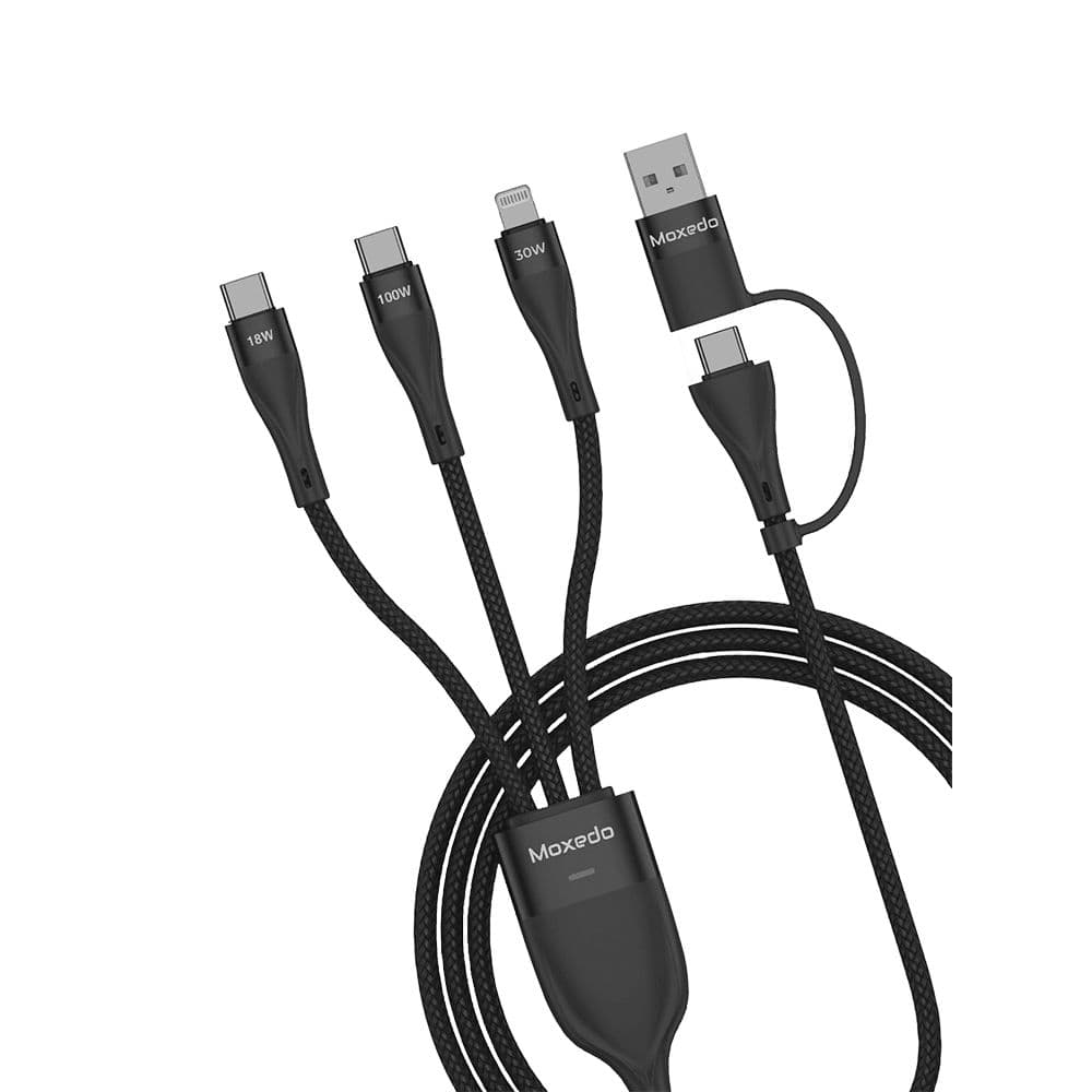 Moxedo 3 In 2 Charging Cable - 100W Usb A, Usb C, Lightning, 1.2M