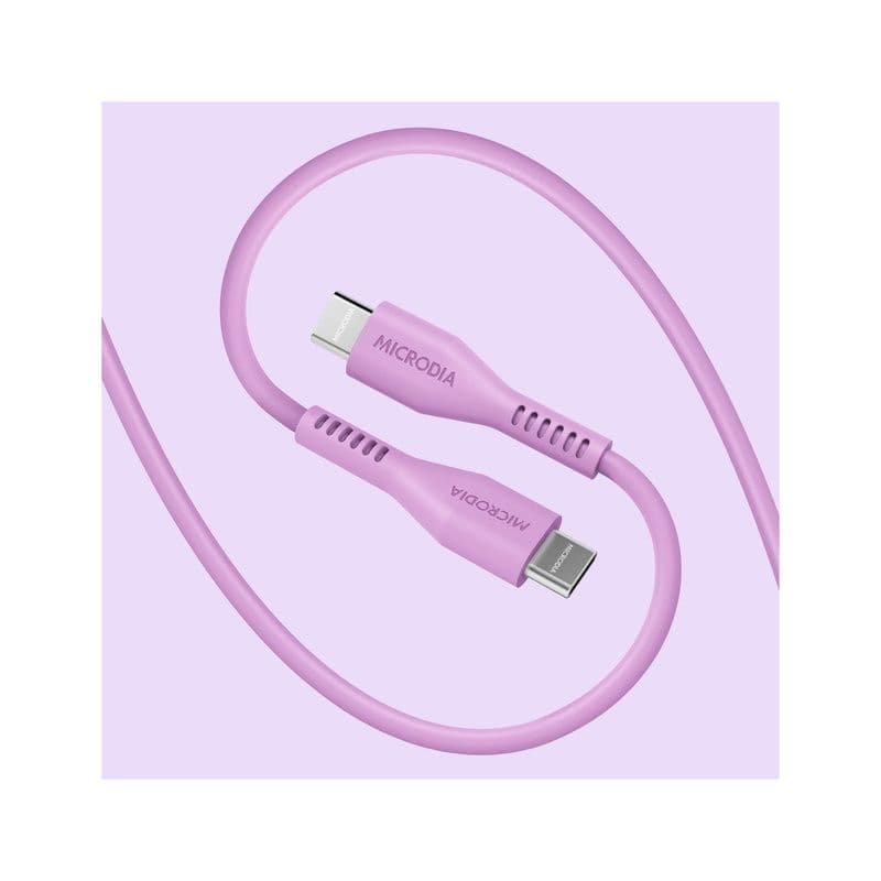 Microdia Fruitywire Pd100W 1.3M Usb-C To Usb-C Cable (W/E-Marker Chip), Liquid Silicon. Lavander