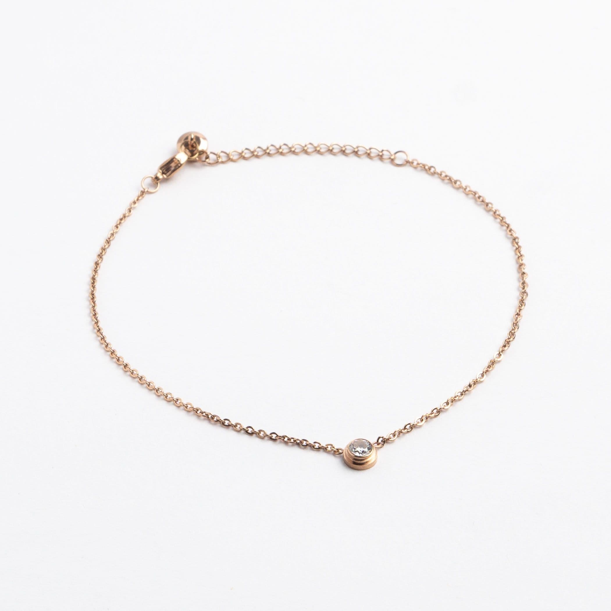 Single Gem Anklet - Rose Gold