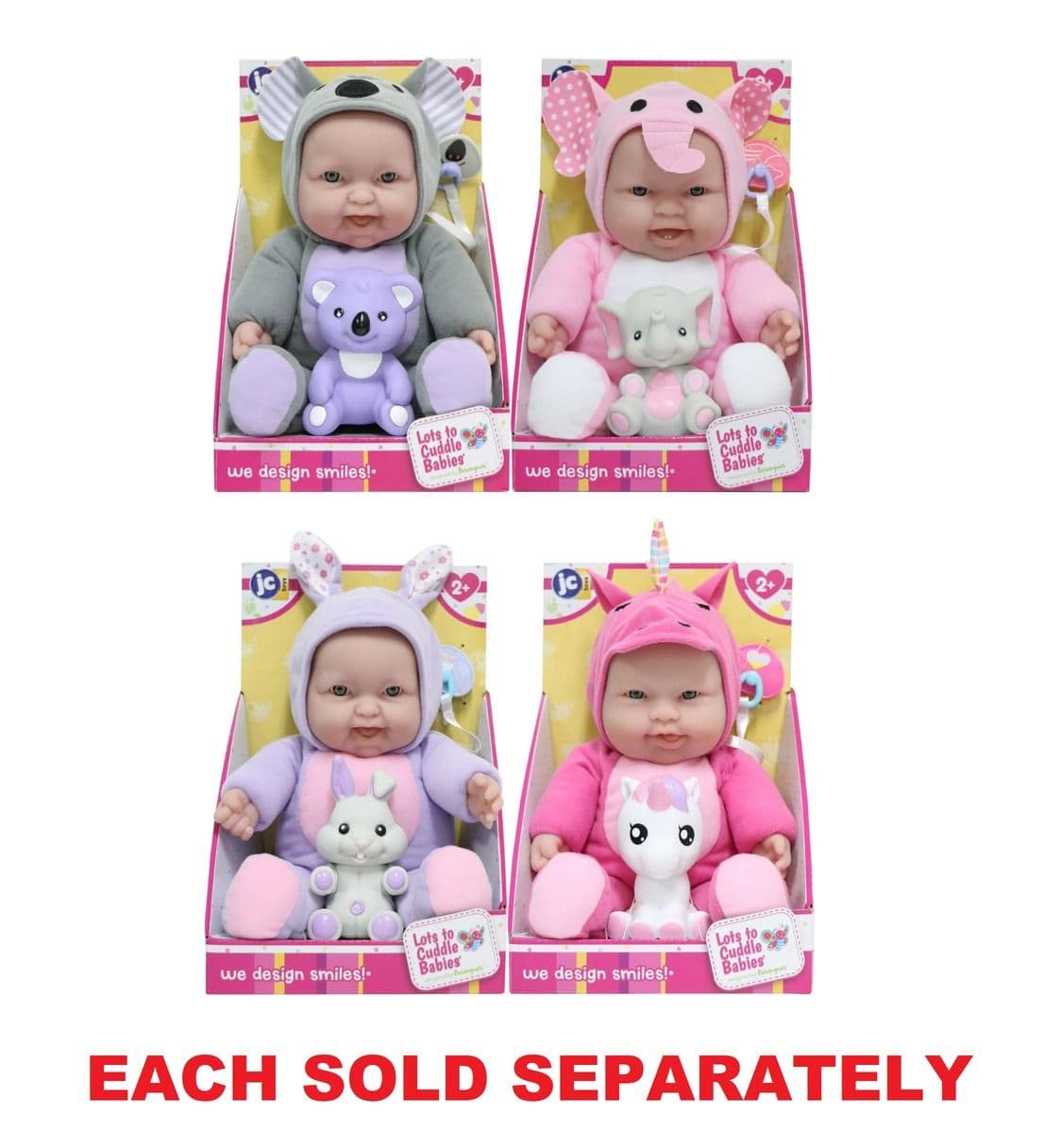 Jc Toys 12 Lots To Cuddle Babies In Animal Theme 35300