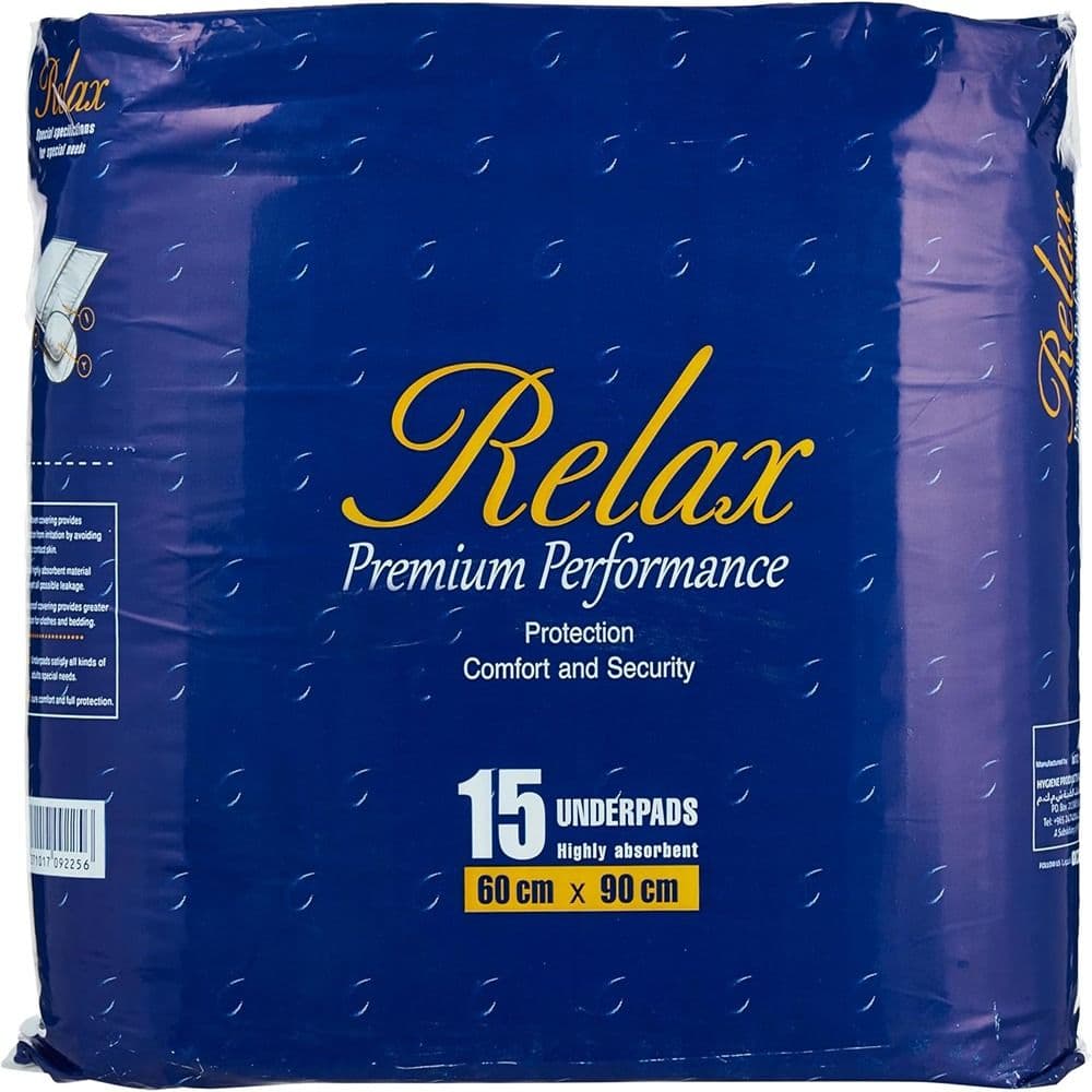 Relax Premium Performance Underpads Highly Absorbent 15'S 60X90Cm