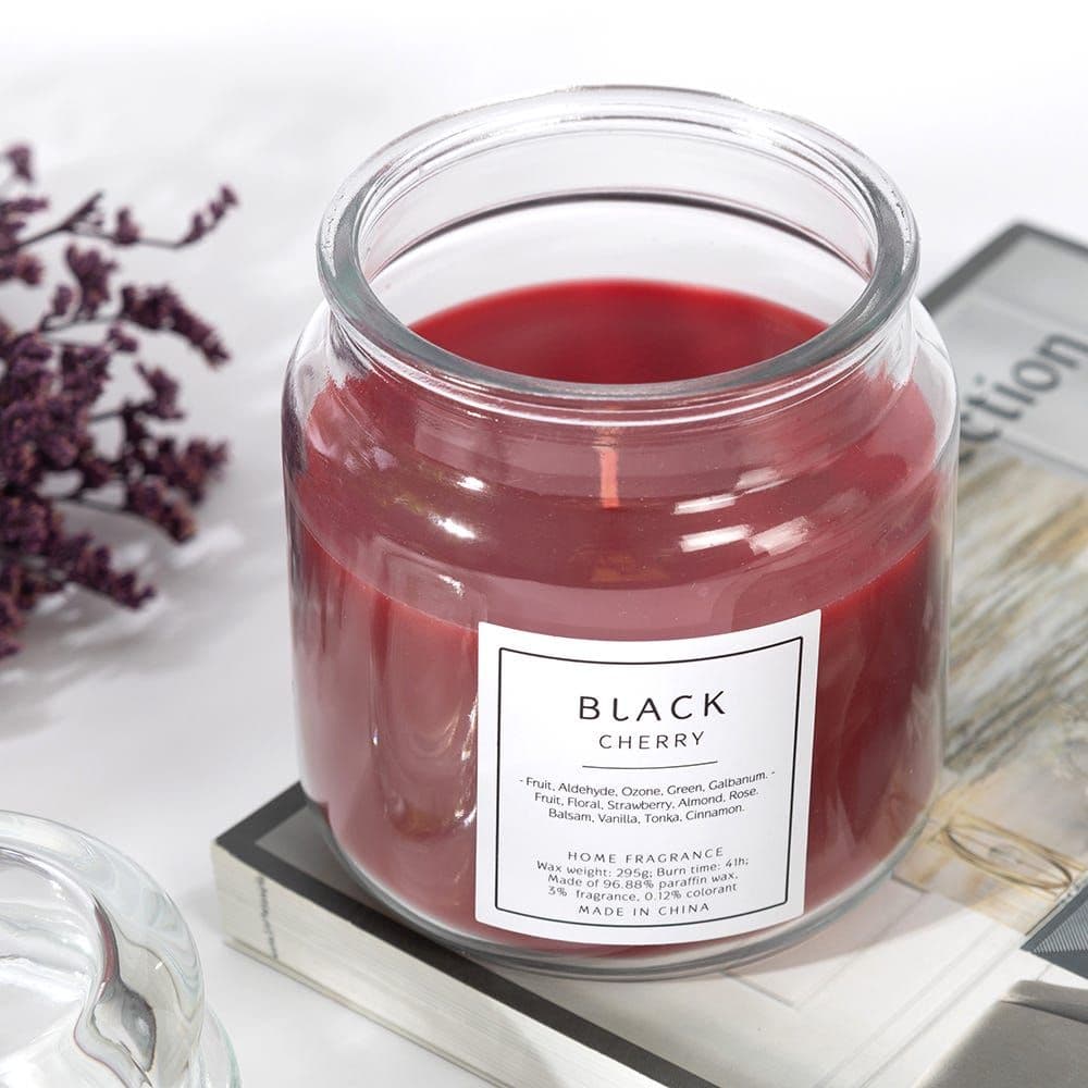 Hue Black Cherry Jar Candle, Red - 295 Gm