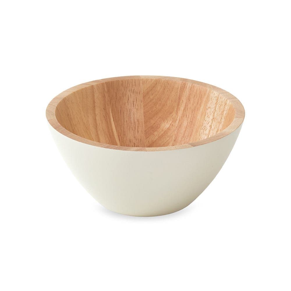 Vicent Acacia Wood Salad Bowl, White & Light Brown- 16Cm