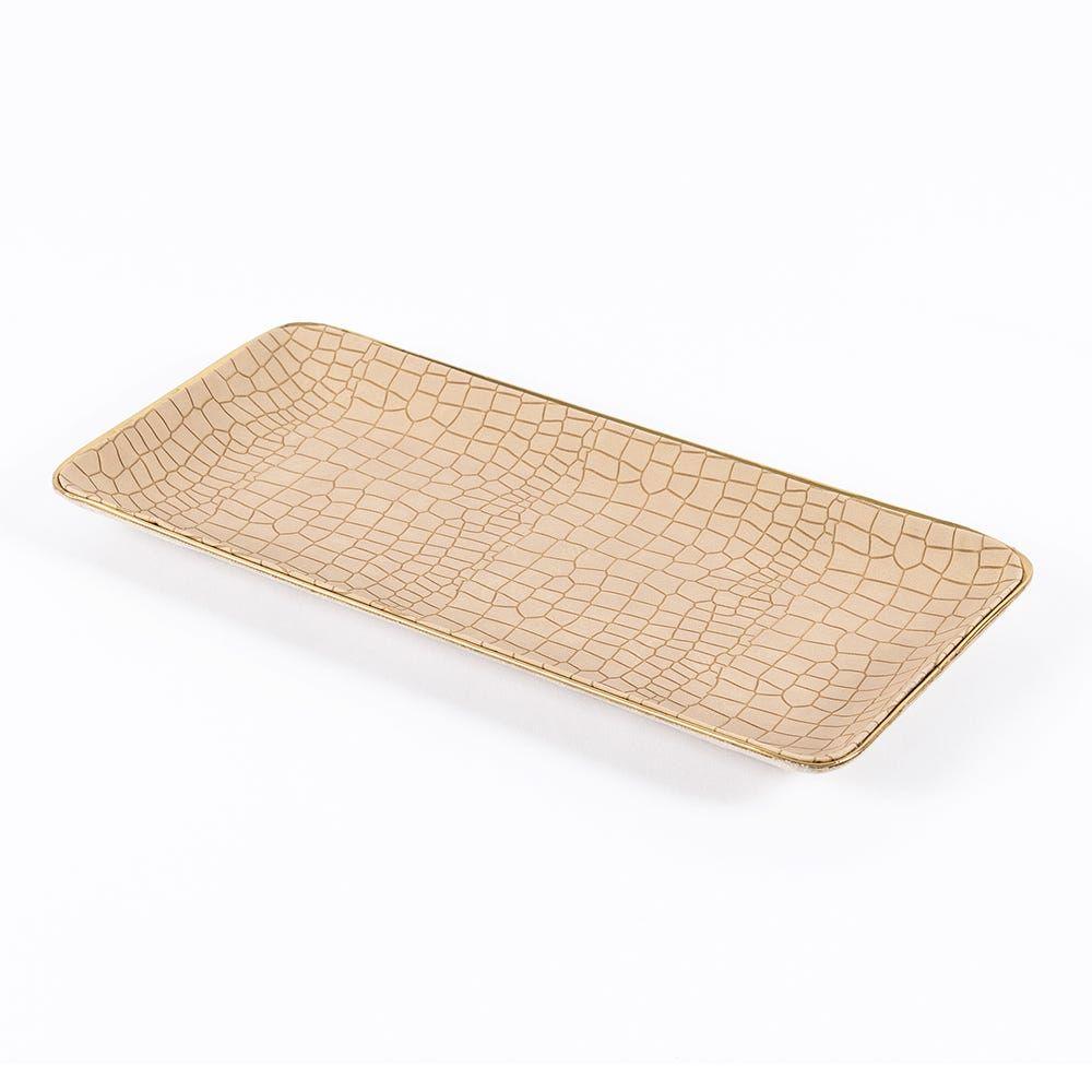 Suds Decorative Tray, Cream & Gold - 30X15 Cm