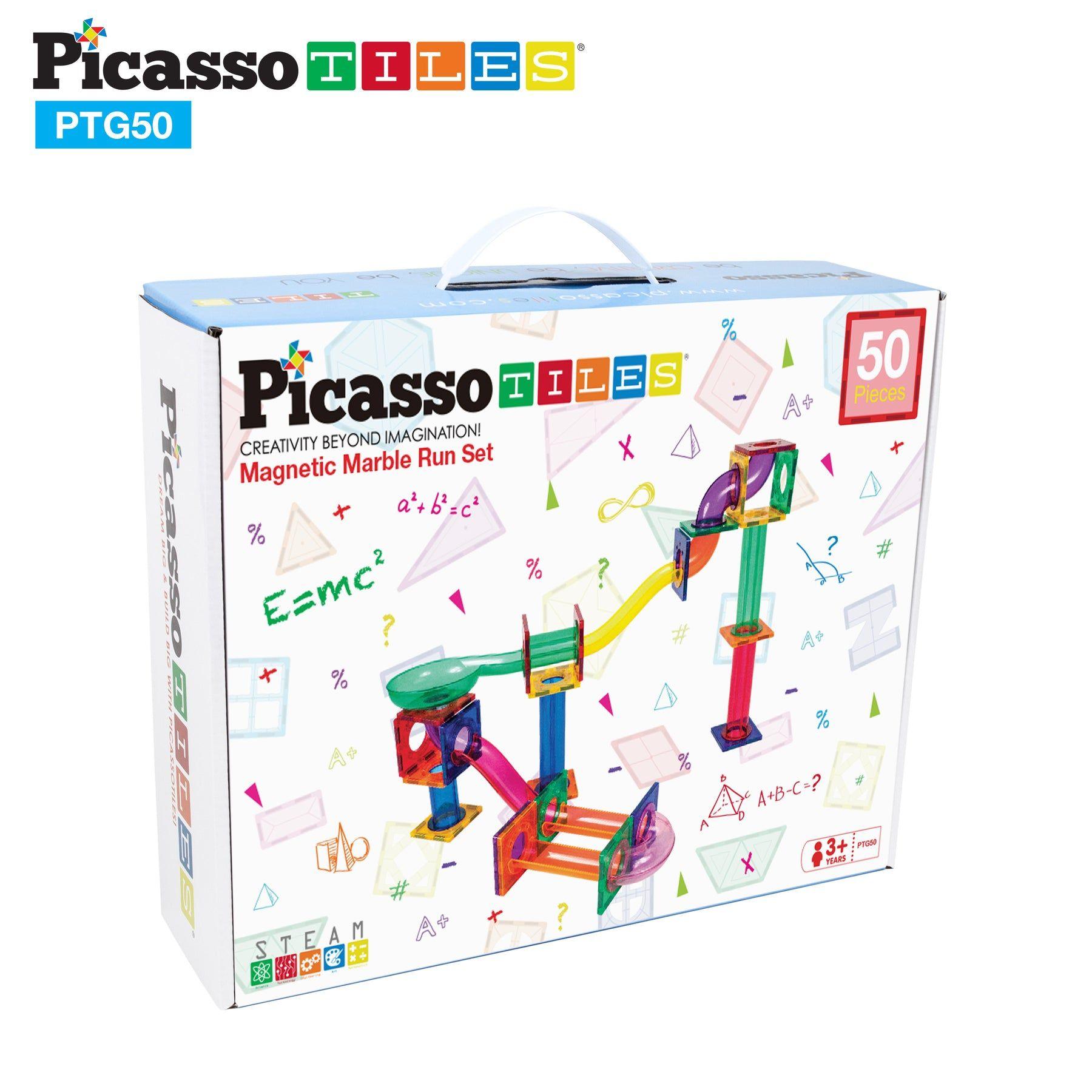 Picassotiles Marble Run Magnetic Building Blocks Set (50 Pieces)