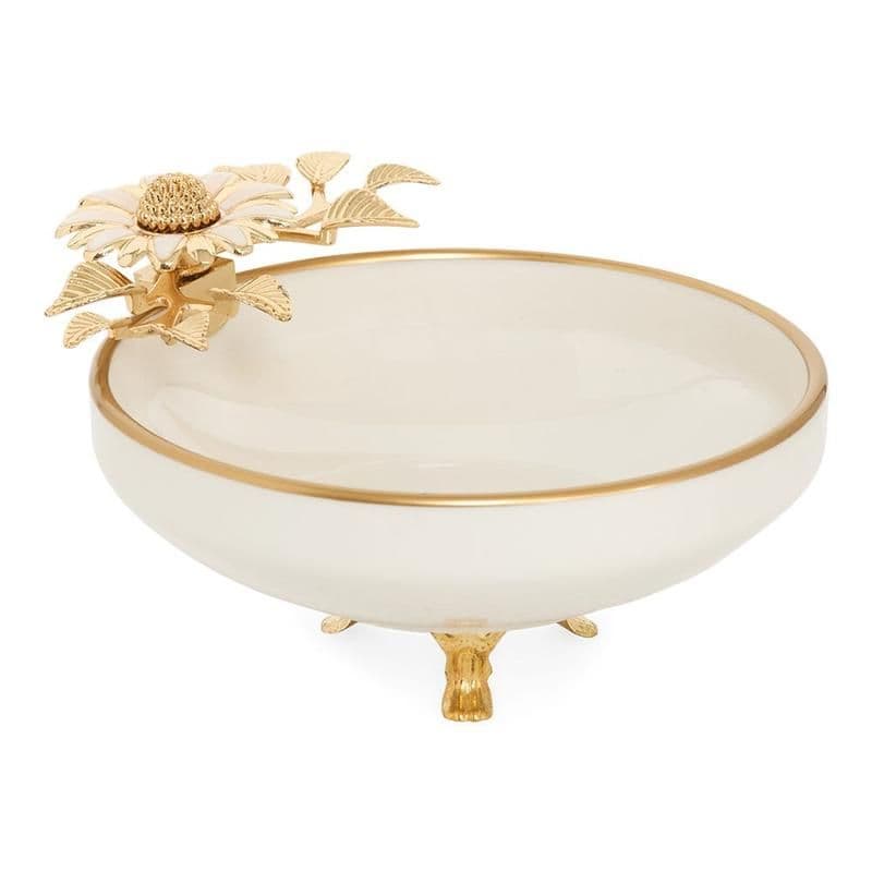 Jade Porcelain Serving Platter, Cream & Gold - 15Cm