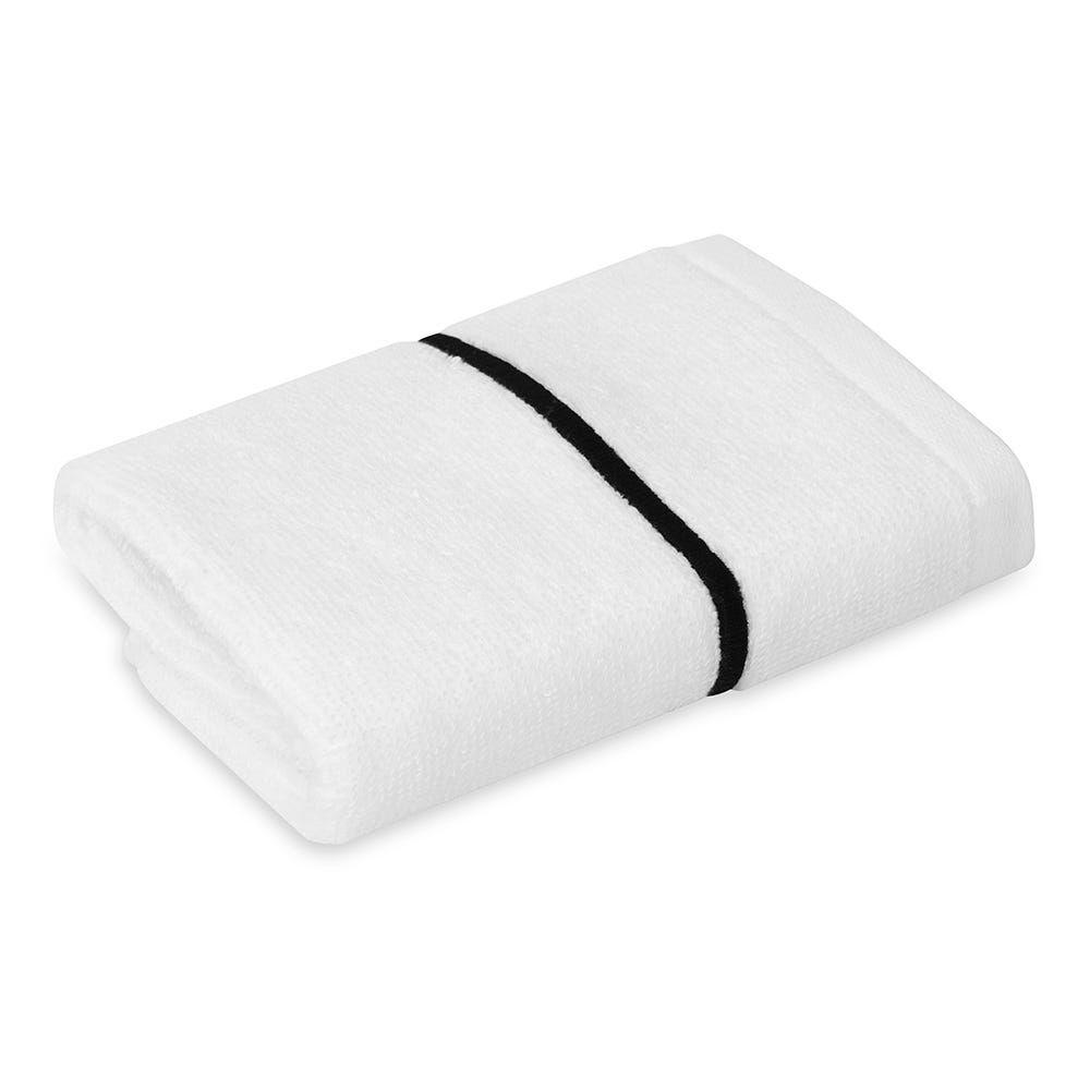 Hotel Embroidery Face Towel, White & Black - 500 Gsm, 30X30 Cm