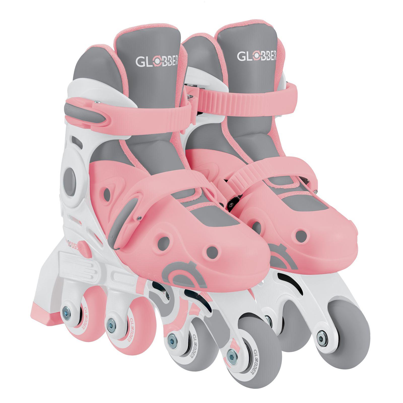 Globber Learning 2-In-1 Inline Adjustable Skates (Pastel Pink, S/M)