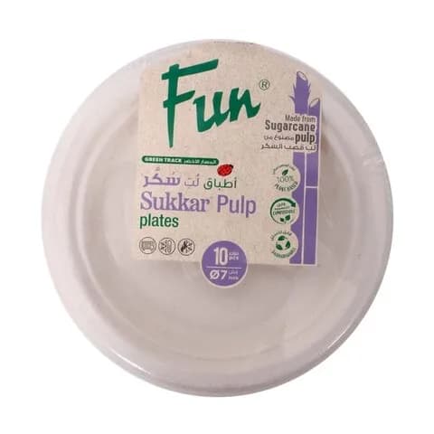 Fun Biofibre Plate 7 10 Pieces Pack Made From Sugarcane Pulp