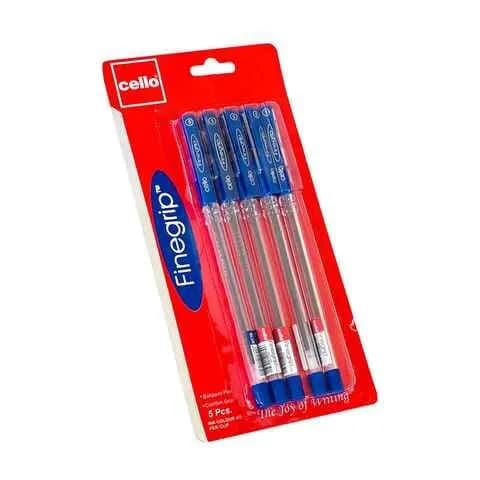 Cello Fine Grip Ballpen 0.7Mm 5 Pcs Pack Blue