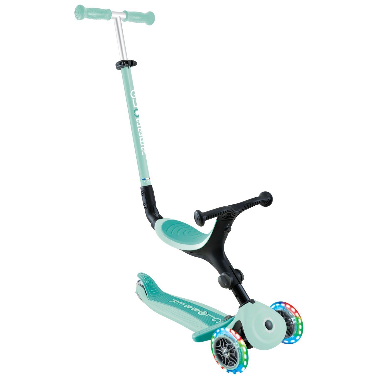 Globber Go Up Active Lights 3-Wheel Foldable Kick Scooter In Mint