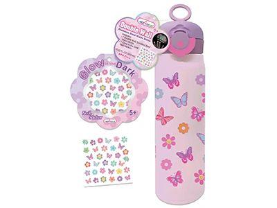 Double Wall Stainless Steel Water Bottle, Tie Dye Butterfly, 15.5 Fl Oz / 470 mL