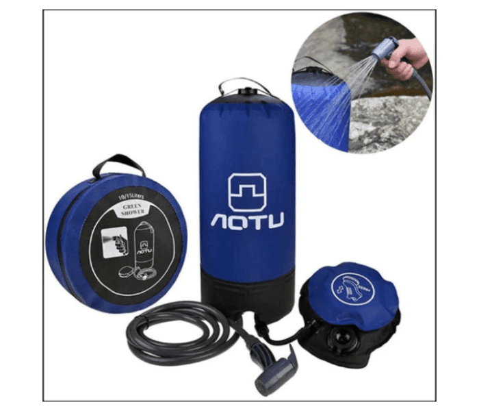 Notu At-6639 Non-Electric Outdoor Camping Portable Pressure Shower - Blue And Black Slr