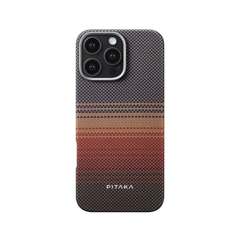 Pitaka Tactile Woven Case For Iphone 16 Pro-Red/Gold