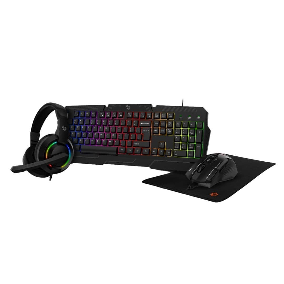 Porodo Gaming 4In1 Combo Keyboard, Headphone, Mouse, Mouse Pad Black