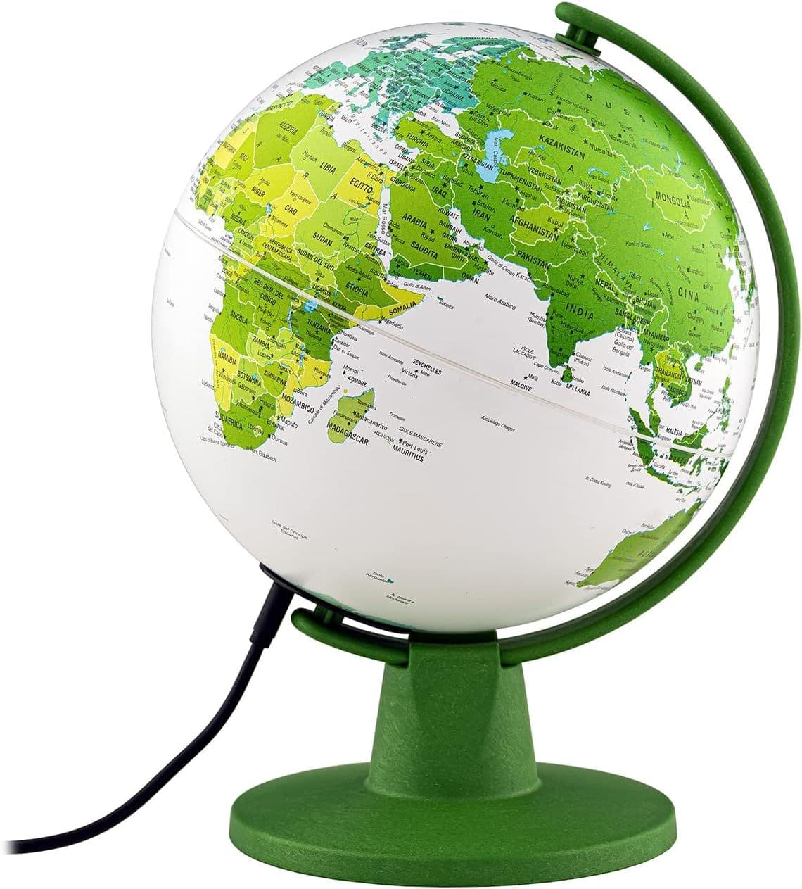 Tecnodidattica Luce Green, Illuminated & Revolving Globe, 22Cm | 16" - Green W/ Led