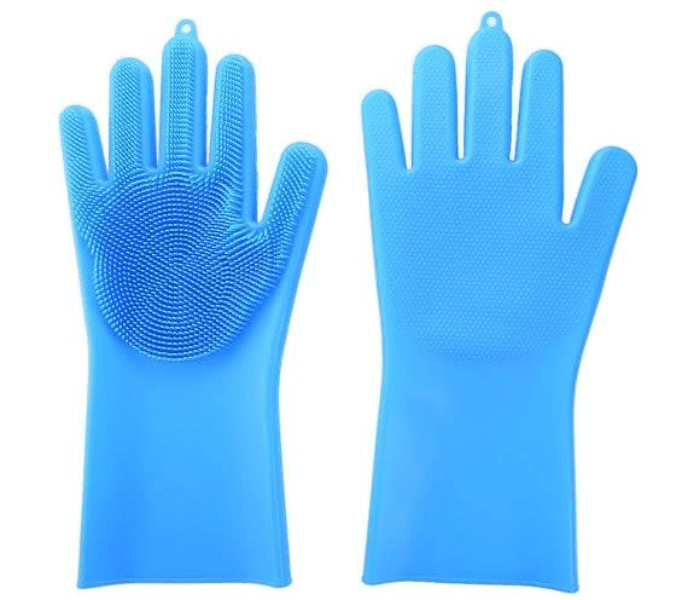 Rmm6102 Reusable Cleaning Magic Brush Silicone Gloves - Blue