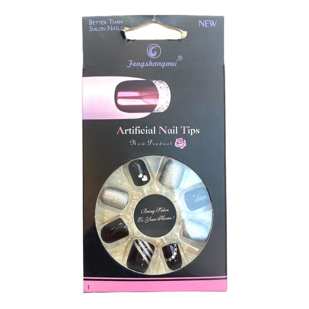 Glitter Nail Tips - Silver Model: 3