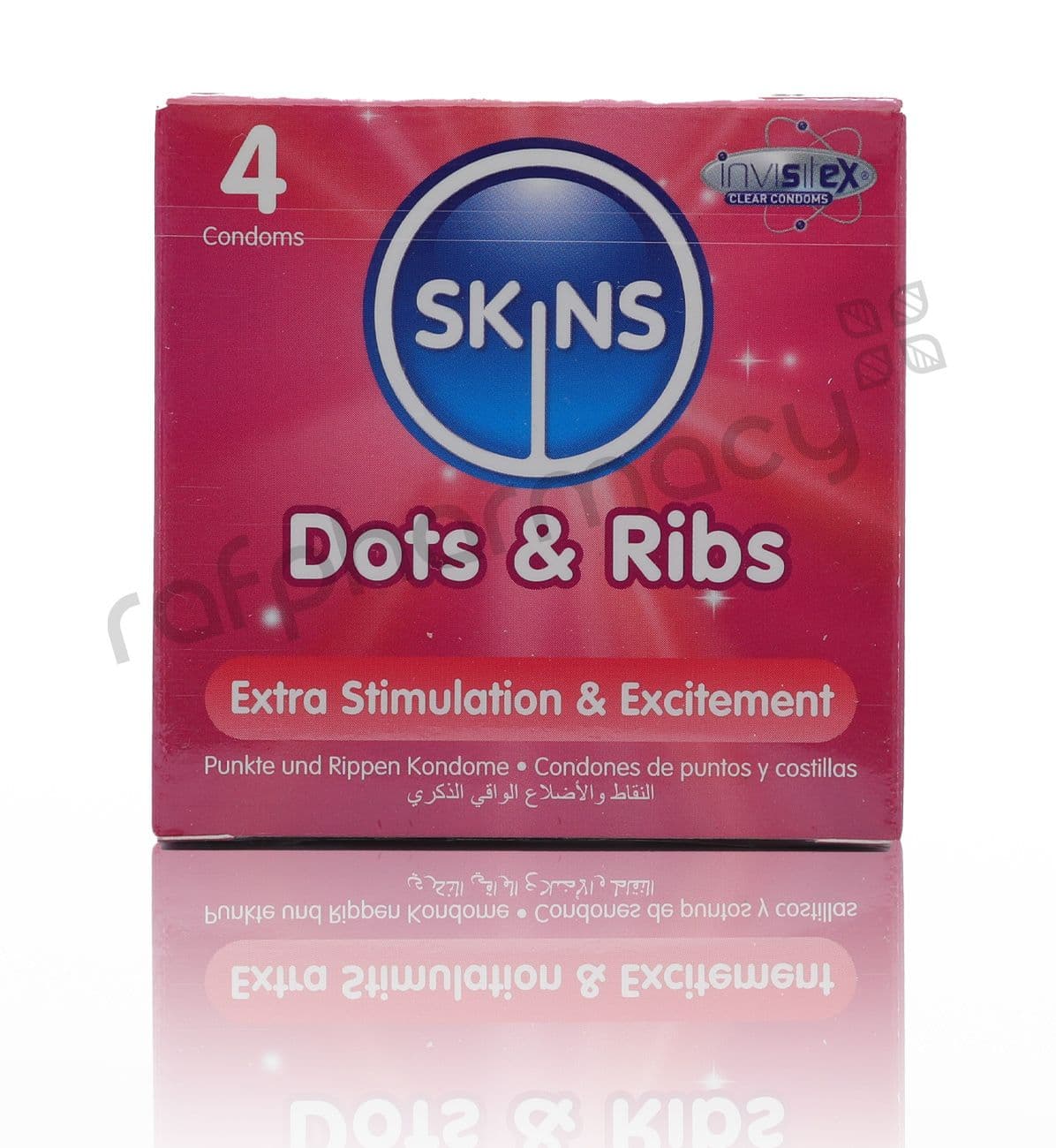 Skins Dots & Ribs Lubricated Condoms 4'S #16433