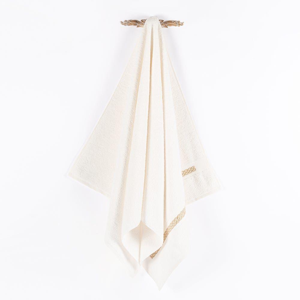 Softa Bath Towel, Ivory & Gold - 480 Gsm, 140X70 Cm