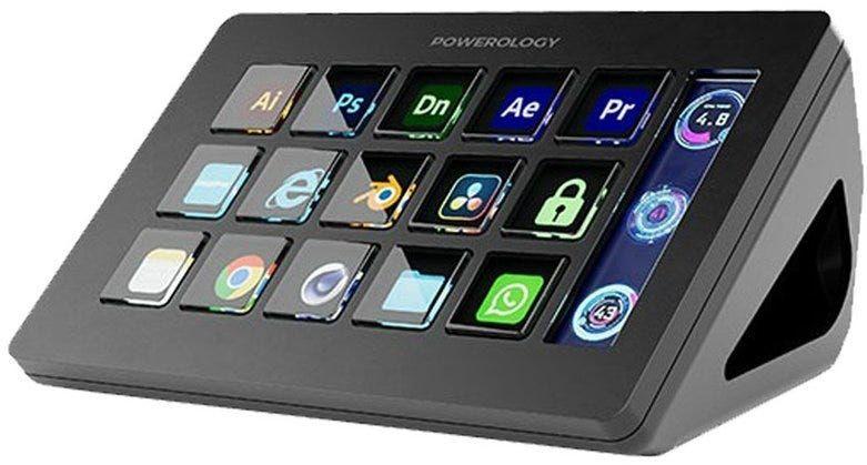 Powerology Stream Deck Interactive Buttons & Custom Software Black