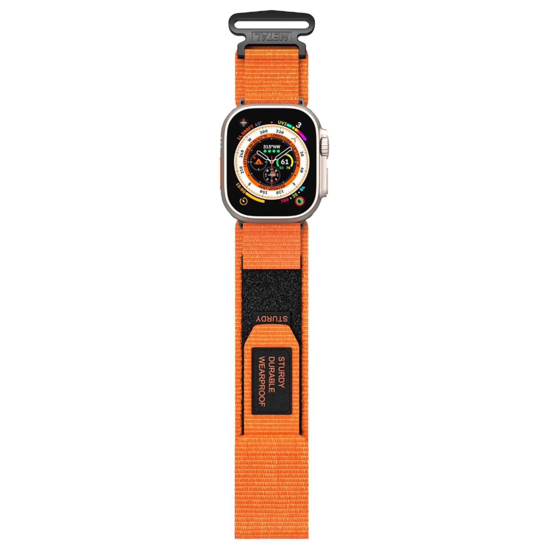 Gs Two Chain Nylon Fabric Strap For Apple Watch 42/44/45/49- Orange