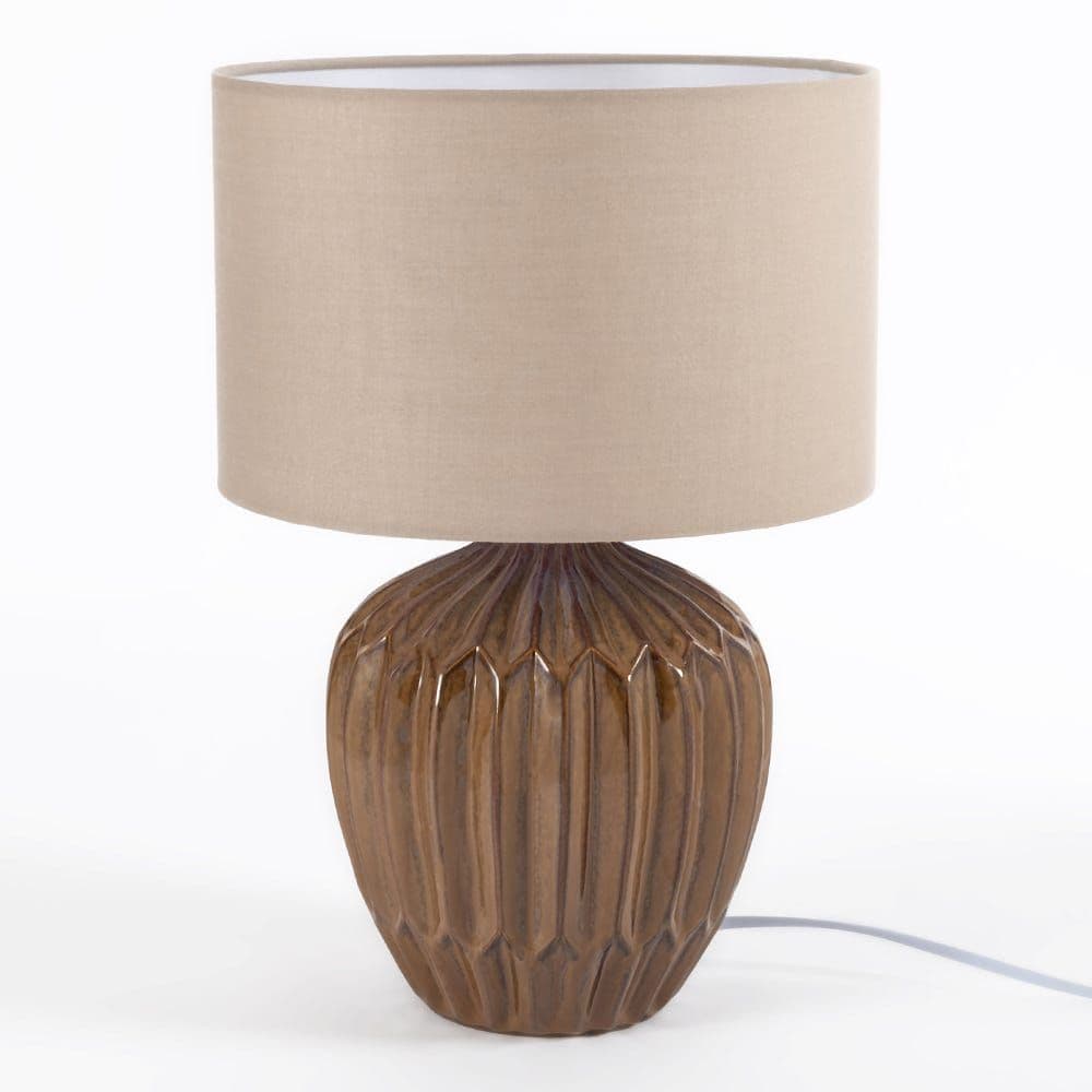 Rosa Ceramic Lamp With Shade, Brown - 25X36 Cm